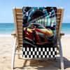 Ultra-weiches Strandtuch mit Rennsport-Thema, ideal für Pool - Camping, Tauchen - Perfekter Reisebegleiter, Lebendiges Strandtuch.