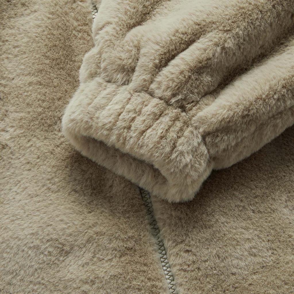 Li Ning Sports Lifestyle Series Faux Rabbit Fur Warm Plush Collar Windproof Casual Comfortable Versatile Fleece Jacket Women Jackets AFDUC96-5
