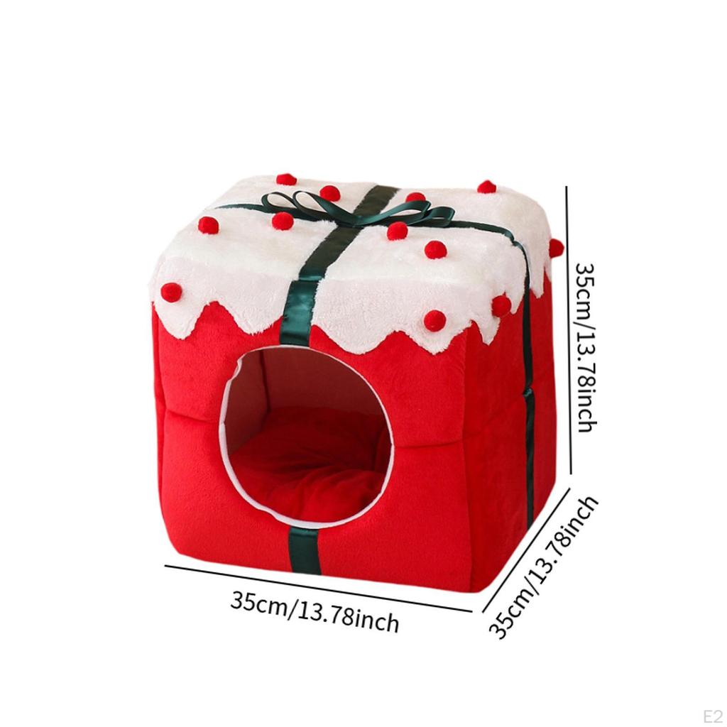 Halbgeschlossenes Katzenkuschelnest Zelt Weihnachtsdekoration Weiche Unterkunft Rutschfestes Bett Haus für