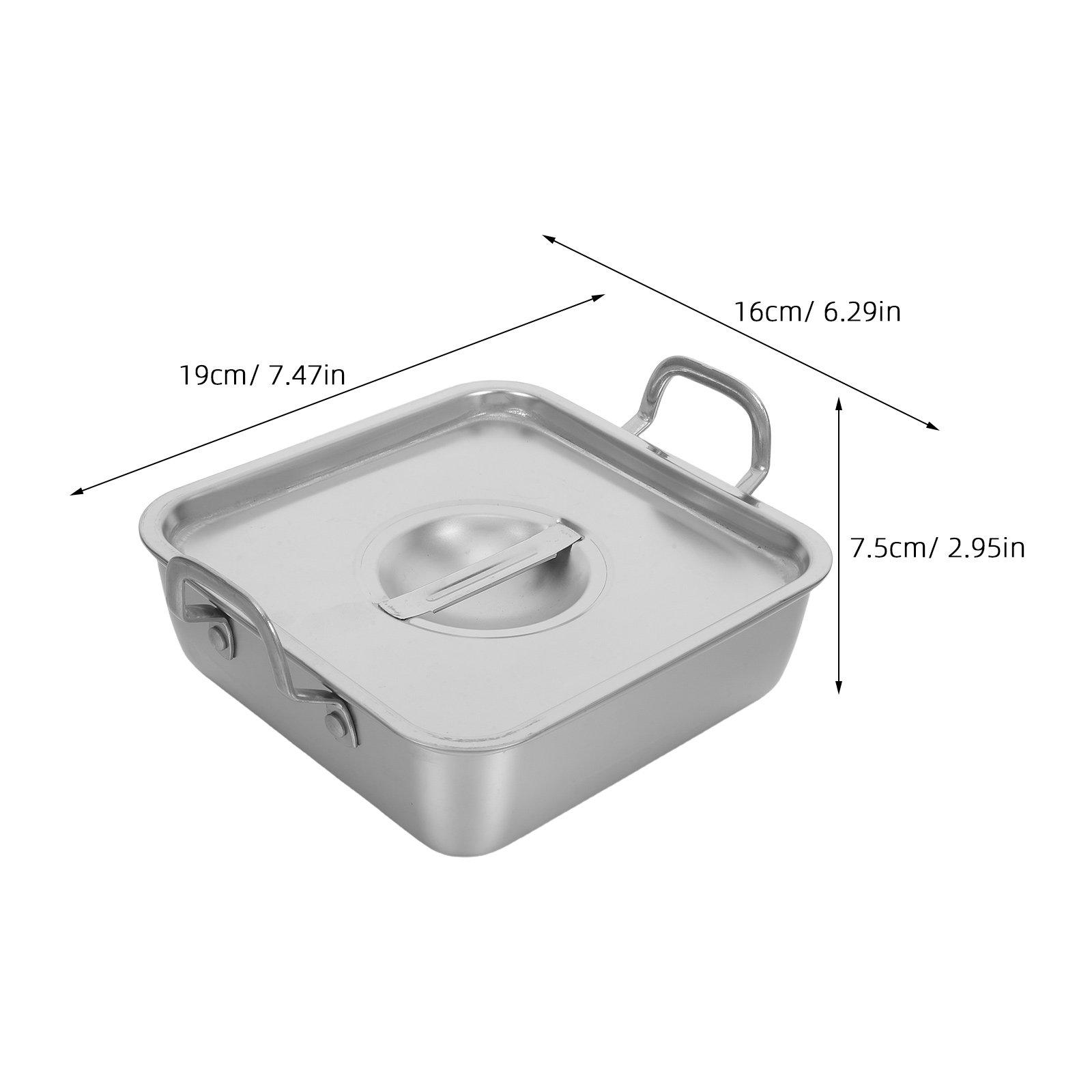 Square Stainless Steel Serving Tray Double Handles for Buffets Restaurants Fried Chicken Korean Ramen Fast Heating Food Plate серебряный
