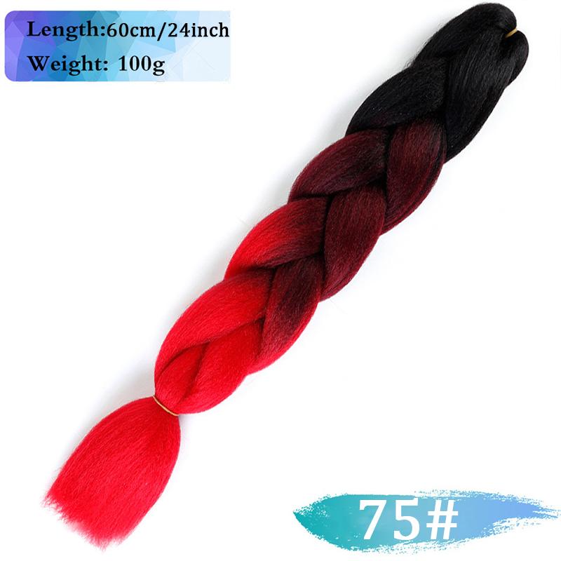 

24-дюймова в’язана триколірна триколірна перука з нарощеним волоссям із яскравою косою та хвостиком підходить для щоденного косплею та Хелловіна