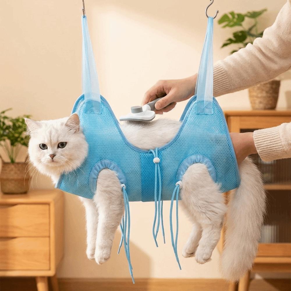 Anti-Scratch Pet Grooming Hammock Adjustable Nail Trimming Sling Pet Bath Hammock  Small Cats