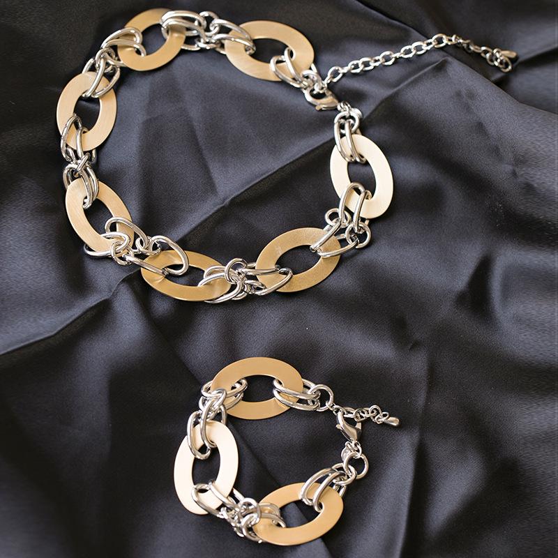 European & American Retro Circle Chain Necklace: Bold, Exaggerated Hip-Hop Style, Thick Design Can Also Be Worn As a Bracelet.