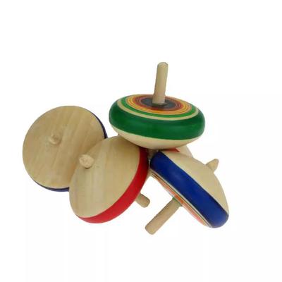 Colorful Wooden Spinning Tops Set - Educational Toy for Children's Cognitive Development