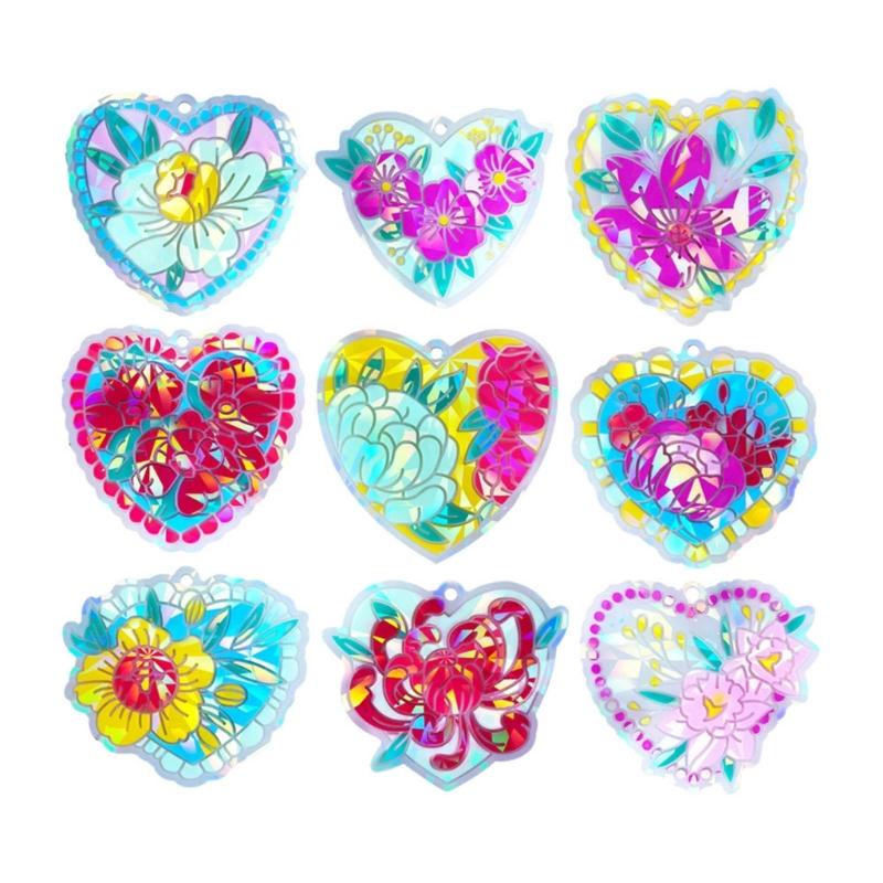 Holographic Heart Mold Silicone Jewelry Pendant Resin Mold Sparkling Flower Epoxy Mold Earring Charm Mold DIY Craft