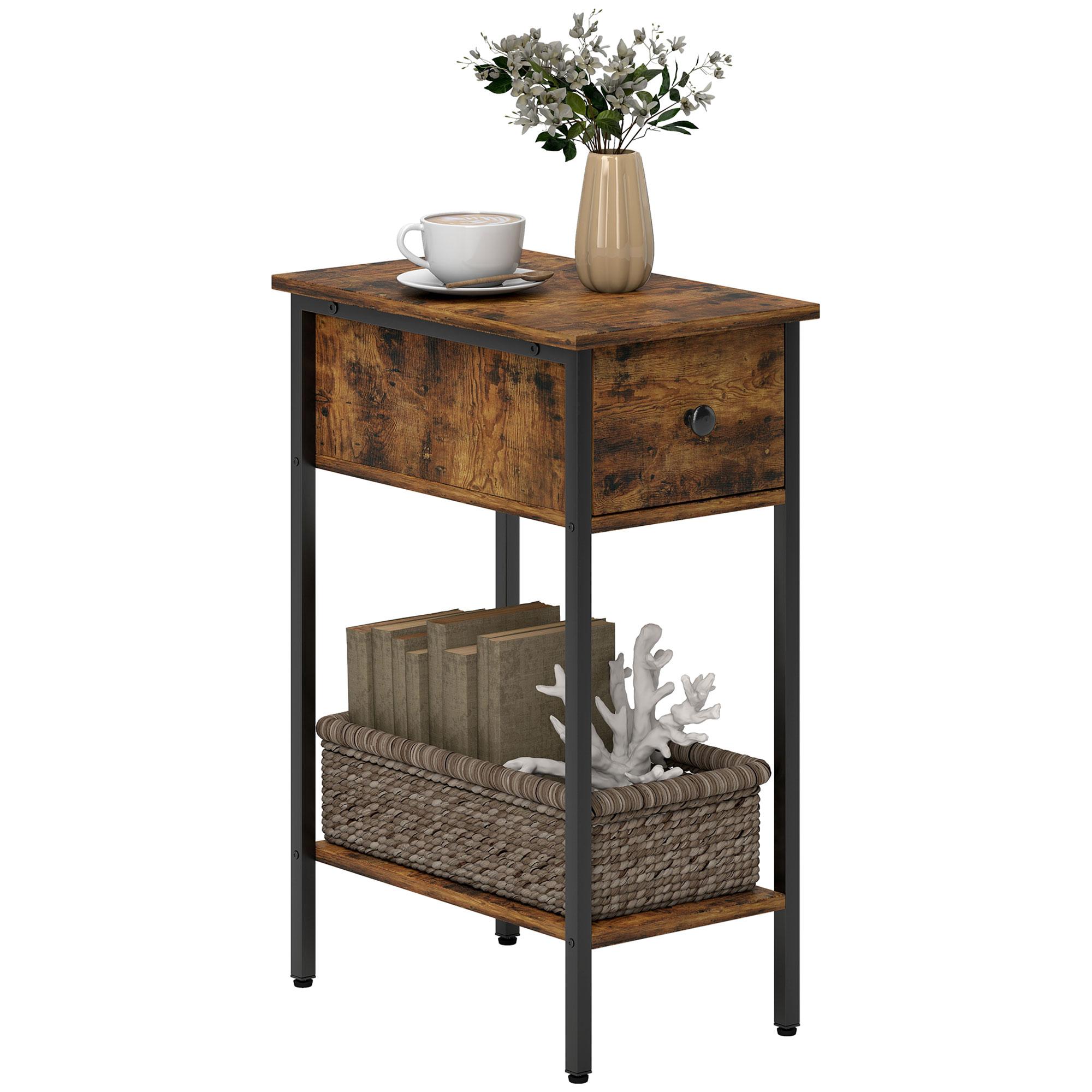 Narrow Side Table with Drawer and