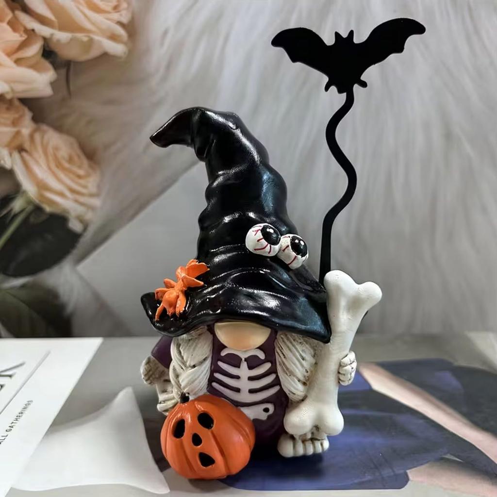 New Halloween dwarf decorations, home garden resin skull witch boots dwarf elf pumpkin cart creative ornaments