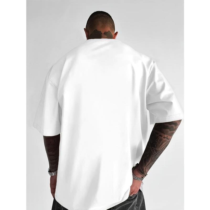 European Size Men'S Casual Crew Neck T-Shirt with Gun Print Design,, Breathable Short Sleeve Tee, Loose Fit for Summer, Relaxed Fit Tee T-Shirt