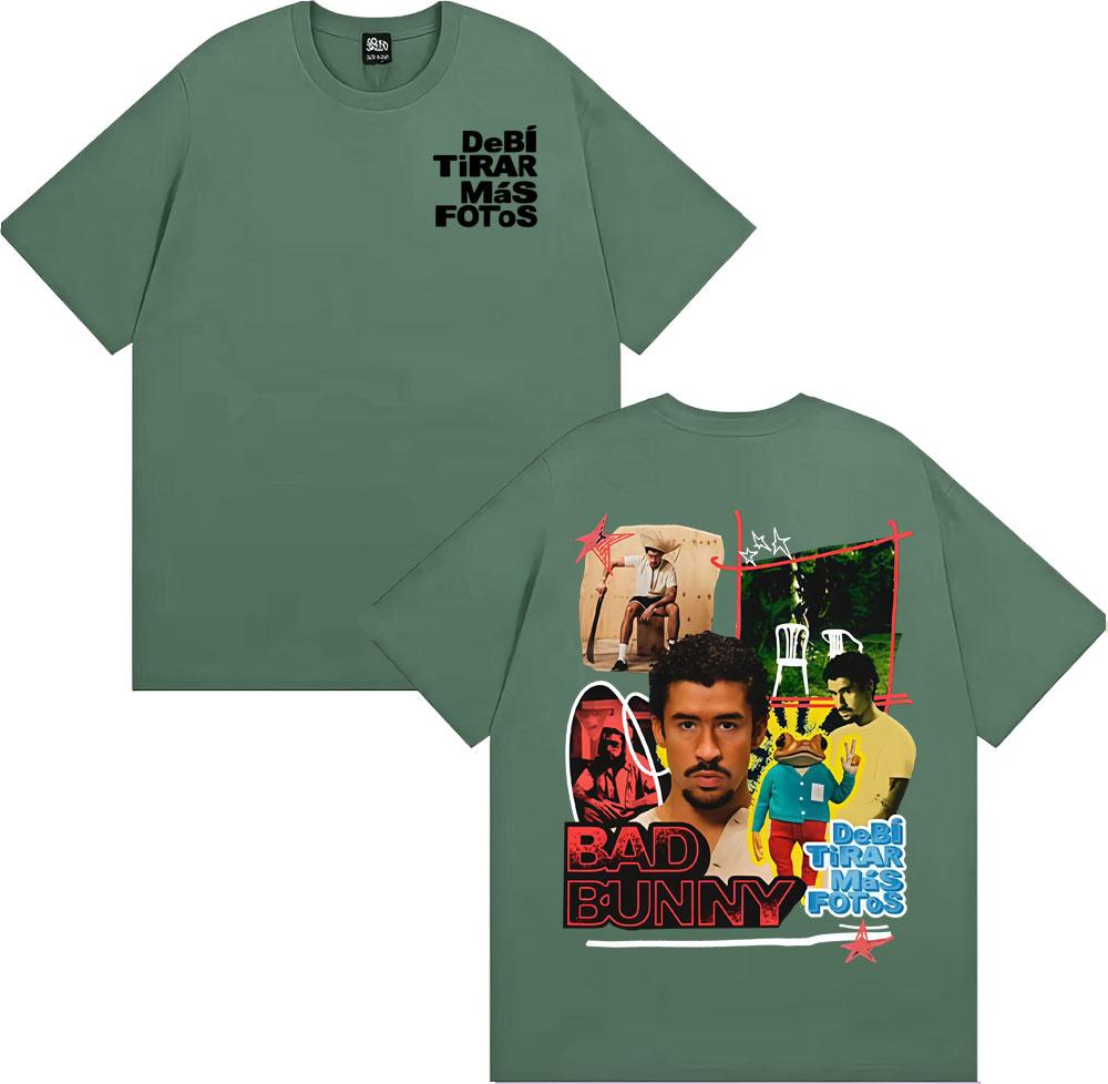 Rapper Bad Bunny Debi Tirar Mas Fotos DTMF Album Tshirts Men Women Fashion Retro Short Sleeve T Shirt 100 Cotton Loose Tshirt