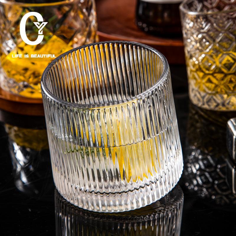 Creative rotating whiskey glass thickened personality tumbler glass wine glass foreign wine beer decompression cup
