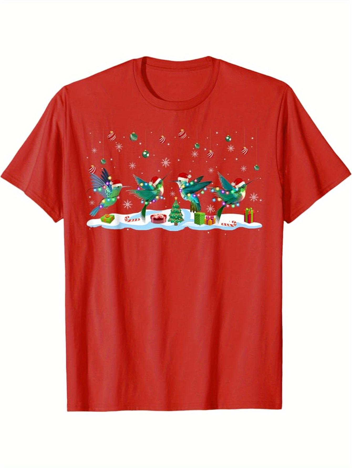 

Santa HummingbirdFestive Hummingbirds with Santa HatsGifts Design100 cotton Oneck short sleeve printed mens Tshirt S