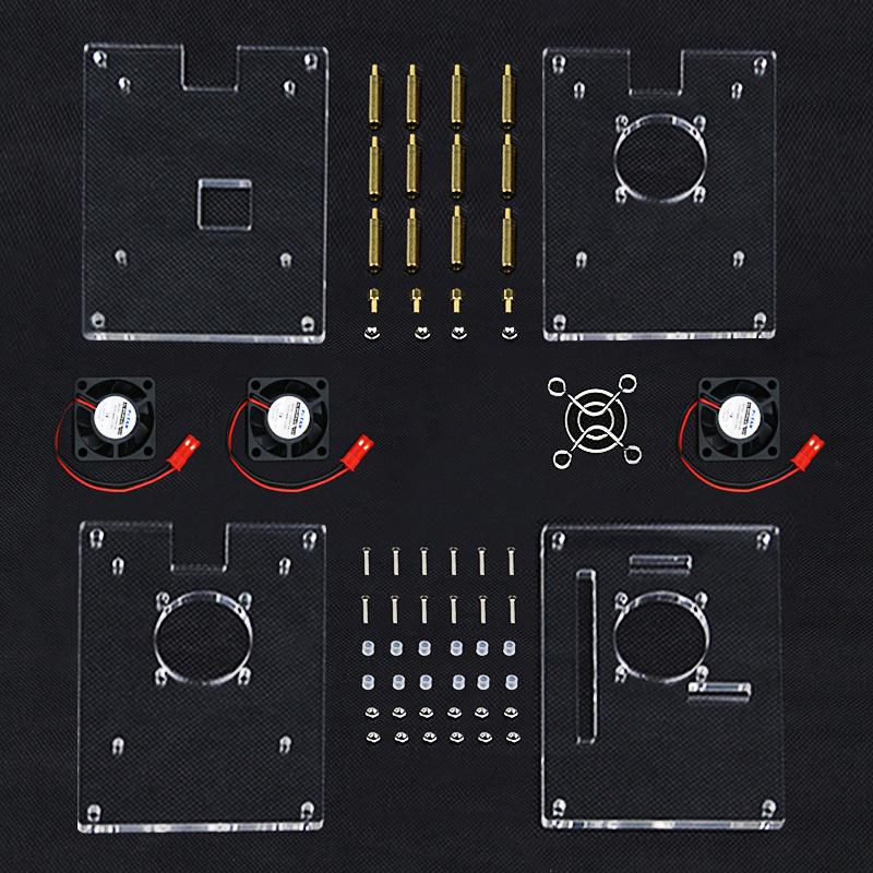 Raspberry Pi 4B/3B+ Multi-Layer Acrylic Cluster Case with Fan (2-10 Layers)