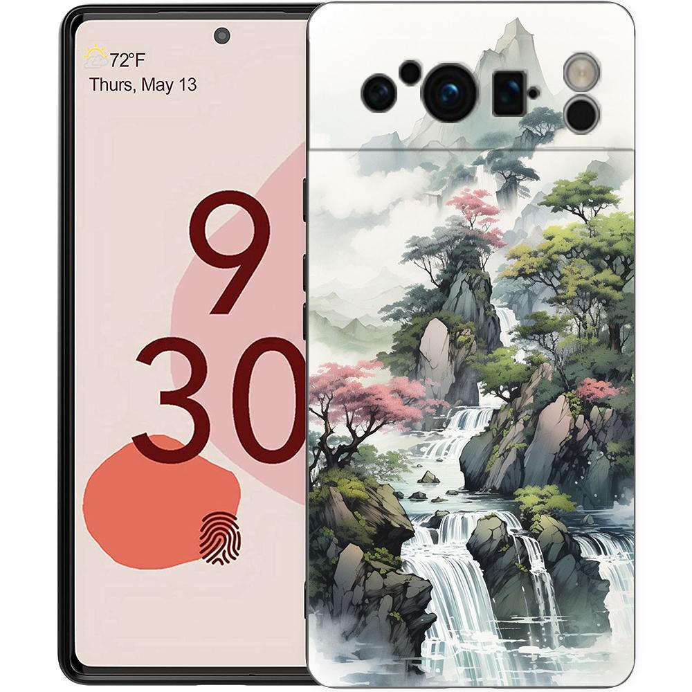 Handyhülle Für Google Pixel 8 7 6 Pro 8A 7A 6A TPU Hülle Weiches Silikon Stoßfest Schwarze Abdeckung Landschaftskunst