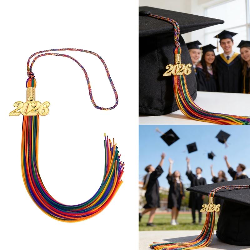 Rainbow Commencement Tassels With Year Charm Graduation Hat Tassels For Academic Gowns Caps and Graduation Ceremonies