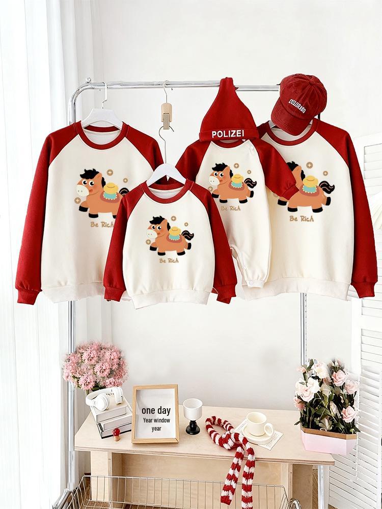 

Family Matching Cartoon Hoodies - 2025 Autumn/Winter Collection, Street Style Long-Sleeved Outfits for Mother and Son. Kids 140