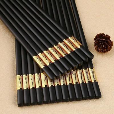 10Pair Black Chinese Chopsticks Non-slip Easy To Clean Sushi Chopstick High Temperature Resistant Tableware Food Stick