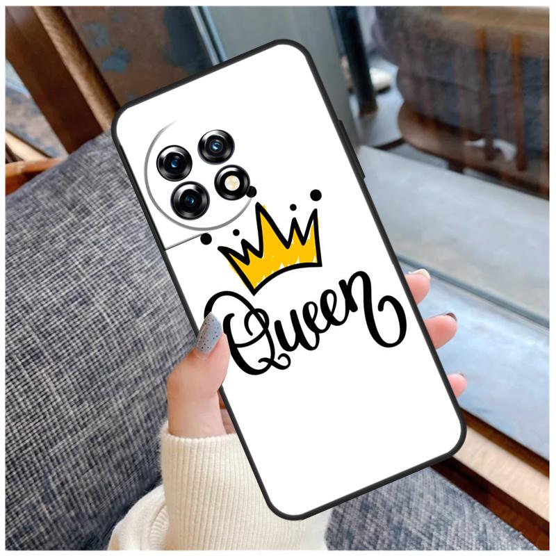 Cute King Queen Crown Case For OnePlus 15 12R 13R 13T 10T 8T 13 12 11 10 Pro Nord 5 CE 2 3 4 Lite N20 N30 Coque
