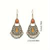 1 Pair of Women's Vintage Court Style Geometric Beaded Earrings – Gold Zinc Alloy with Orange, Green, and Black Beads, Everyday Jewelry