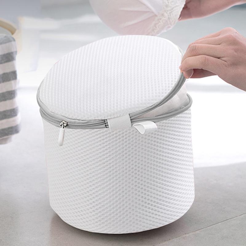 Underwear Wash Bag Bracket Mesh Zipper Underwear Bra Laundry Bag for Machine Washing White Fabric
