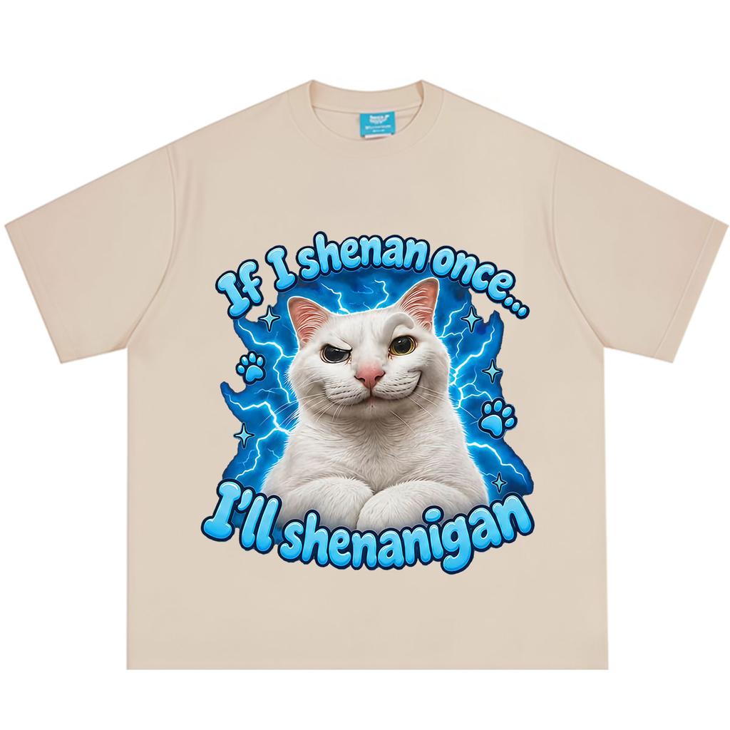 If I Shenan Once Ill Shenanigan Funny Cat Meme Tshirt Unisex Unisex Hiphop Tshirt Shortsleeved Loose Casual Cotton Tshirts