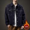 2025 Men's Trendy Streetwear Work Jacket: American Casual Denim Plus Velvet Outerwear