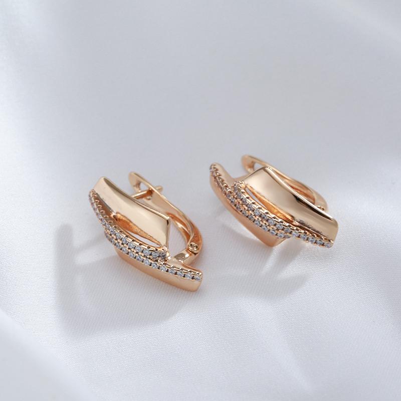 Unique Innovative Rose Gold Drop Earring For Women Luxury Geometry Elegant Bar Natural Zircon Fashion Daily Jewelry