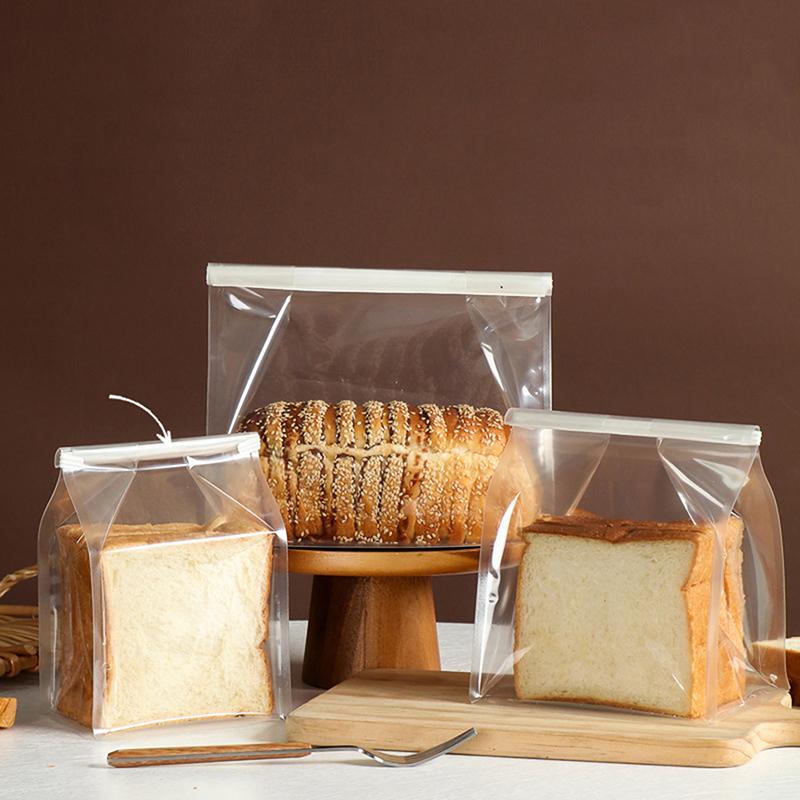10pcs Toast Bakery Bag With Clear Window Bread Packaging Bags Curling Wire Sealing Avoid Oil Baking Takeaway Food Cake Package