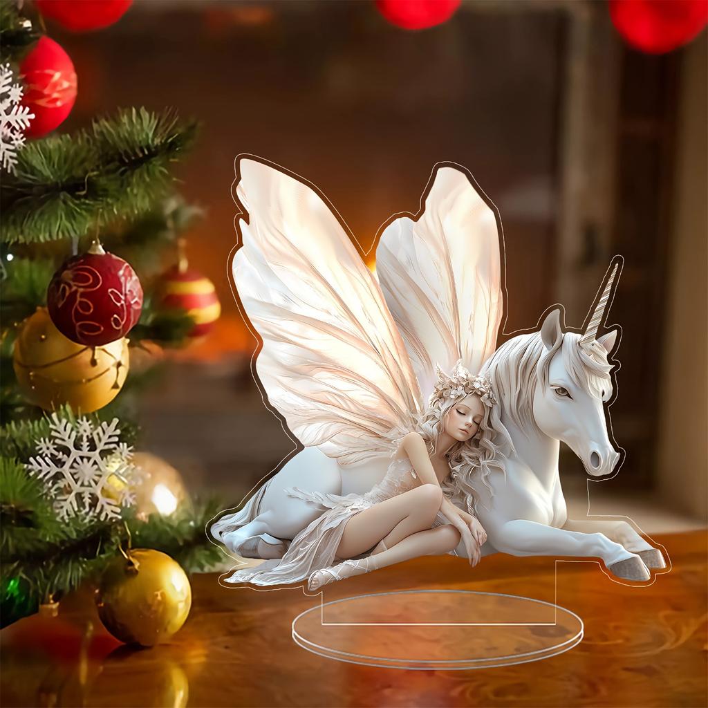 Fairytale, Angels and Unicorns, Acrylic, Office, Study, Desktop, Decoration, Gift
