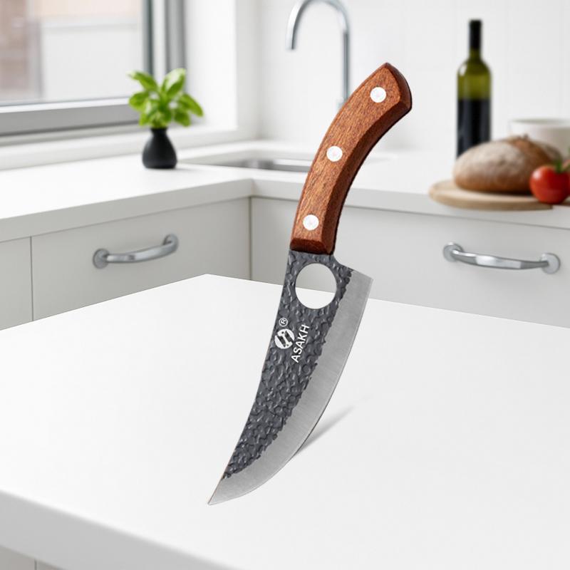Stainless Steel Boning Knife Kitchen Skinning Butcher Knife Meat Cleaver Fruit Paring Hand-Forged Kitchen Knife Wooden Handle