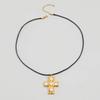 Diamond Studded Neckchain Fashionable Crucifix Pendant Necklaces Adjustable Collarbone Chain Cross Jewelry Ornament