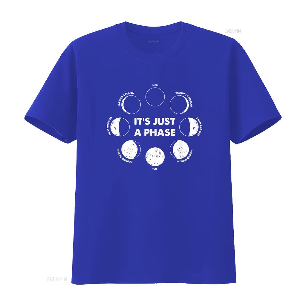 It S Just A Phase Moon Lunar Space Astronaut Astronomy Mens T Shirt Black Medium Vintage Washed Homme Comfortable Stretched