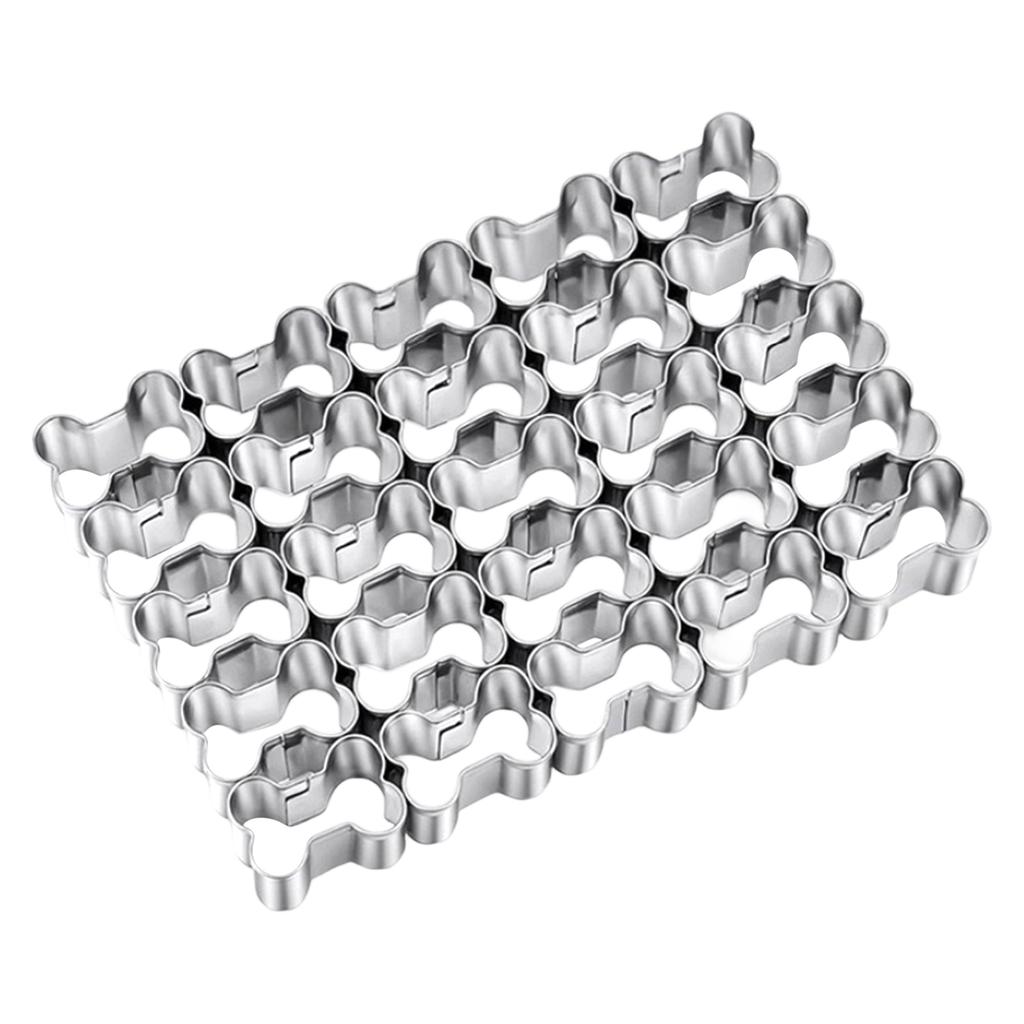 Stainless Steel 25-Grid Mini Fish Bone Shaped Cookie Cutter Biscuit Mold Embossing Tool for Baking and Pastry Making