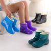 Women's Fleece-Lined Waterproof Rubber Rain Boots with Thick Non-Slip Sole