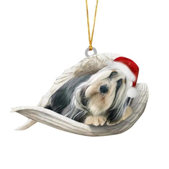 2Pcs Sleeping Dog Car Hanging Ornament Acrylic 2D Flat Pendant 6