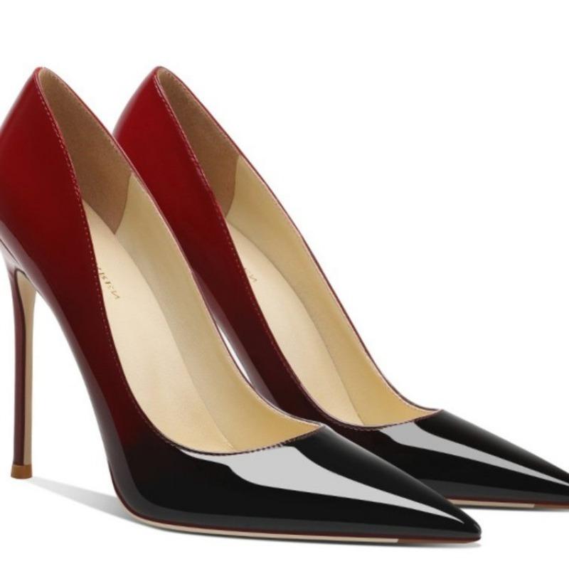Mode Damen Schuhe mit schlankem Absatz Herbst Neu Spitzschuh Leichter Ausschnitt Farbverlauf Rutschfest Verschleißfest Hohe Absätze