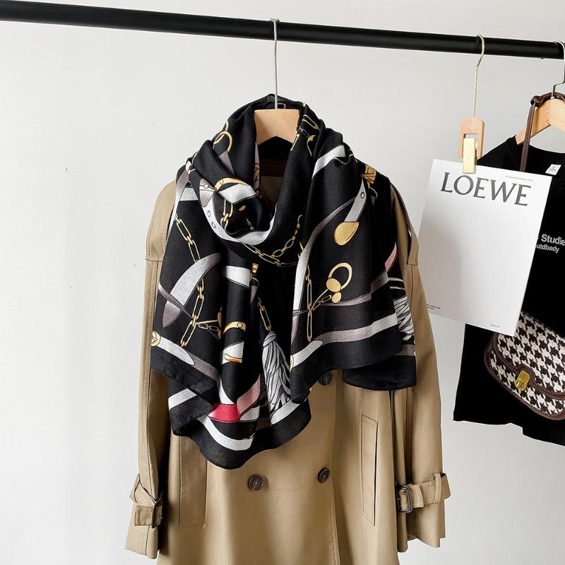 New cotton and linen scarf women's autumn high-end sense conch pattern silk scarf soft thin shawl headscarf