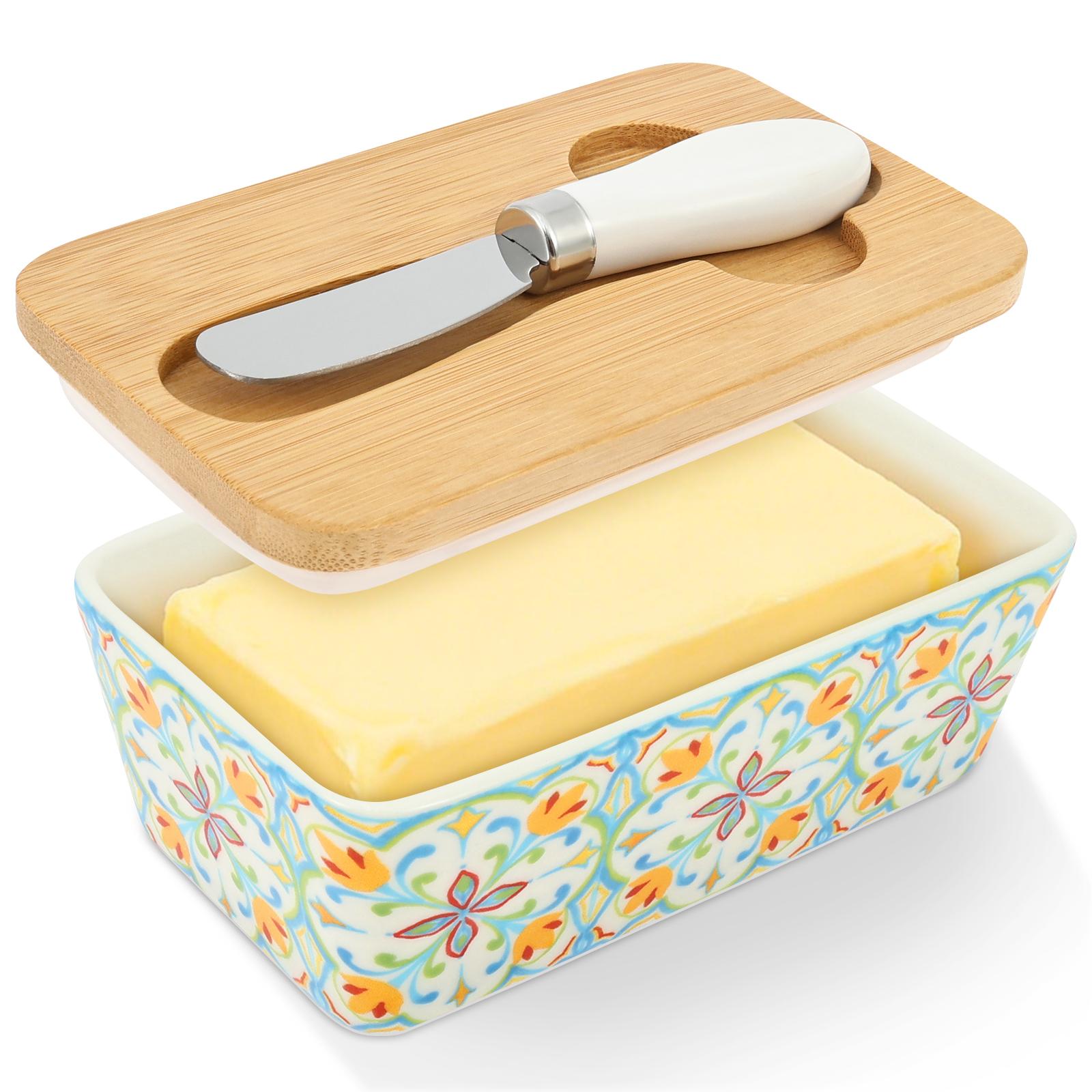 

Butter Dish with Lid for Countertop Transparent Butter Holder Tray with Knife Keep Fresh Kitchen Refrigerator Baking