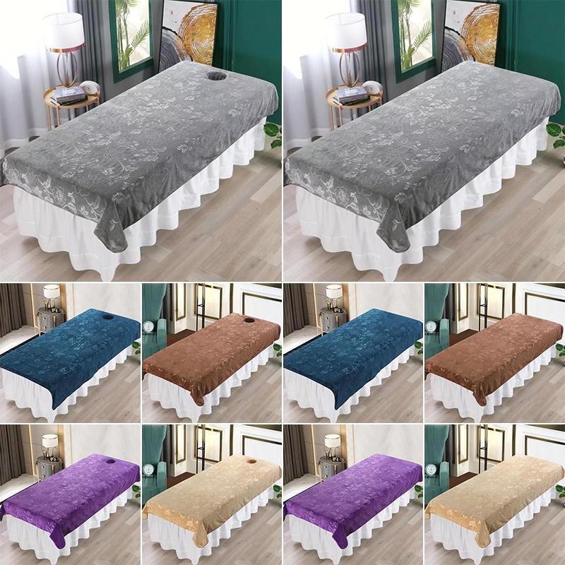 Soft Flannel Velvet Beauty Bedspread Beauty Bed Sheet SPA Massage Treatment Bed Table Cover Salon Bed Sheet With / Without Hole
