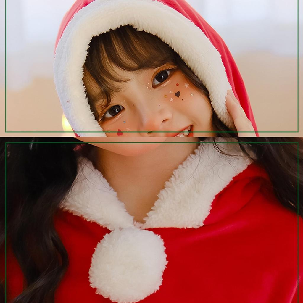 Santa Cosplay for Cute Christmas Santa Claus Costume with Fluffy Santa Claus Cosplay Costume for School and Performances [easylivegogo] Kids, Girls,