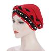 Indian Muslim Women Two Color Hijab Milk Silk Chemical Hat Braided Bead Hijab Islamic Hijab Ladies Bicolor Pearl Baotou Cap