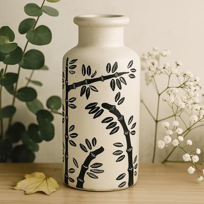 Vase Boho Bambusmuster Gerade Natürlich