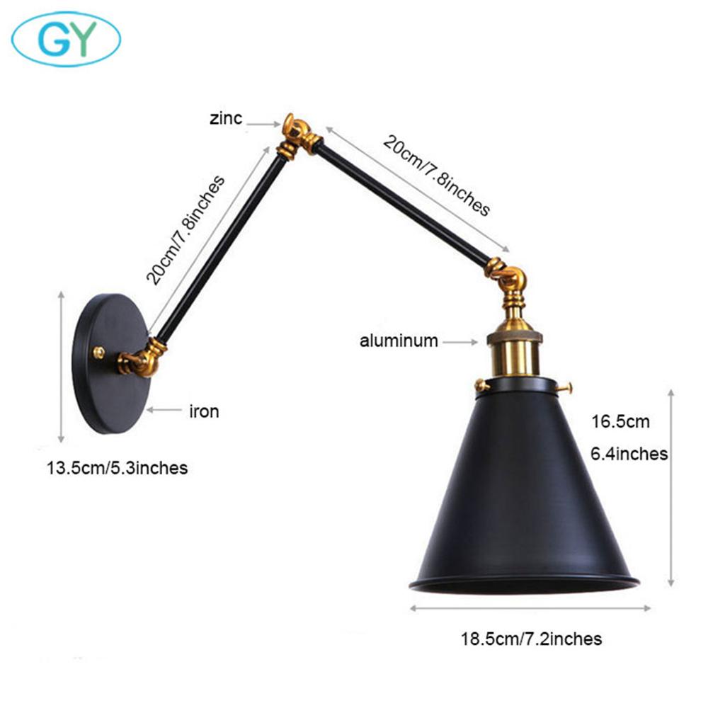 Adjustable Antique Industrial Long Swing Arm Black Wall Lamp Lights Brown Brass Retro Lighting For Bedroom Sconce Fixture