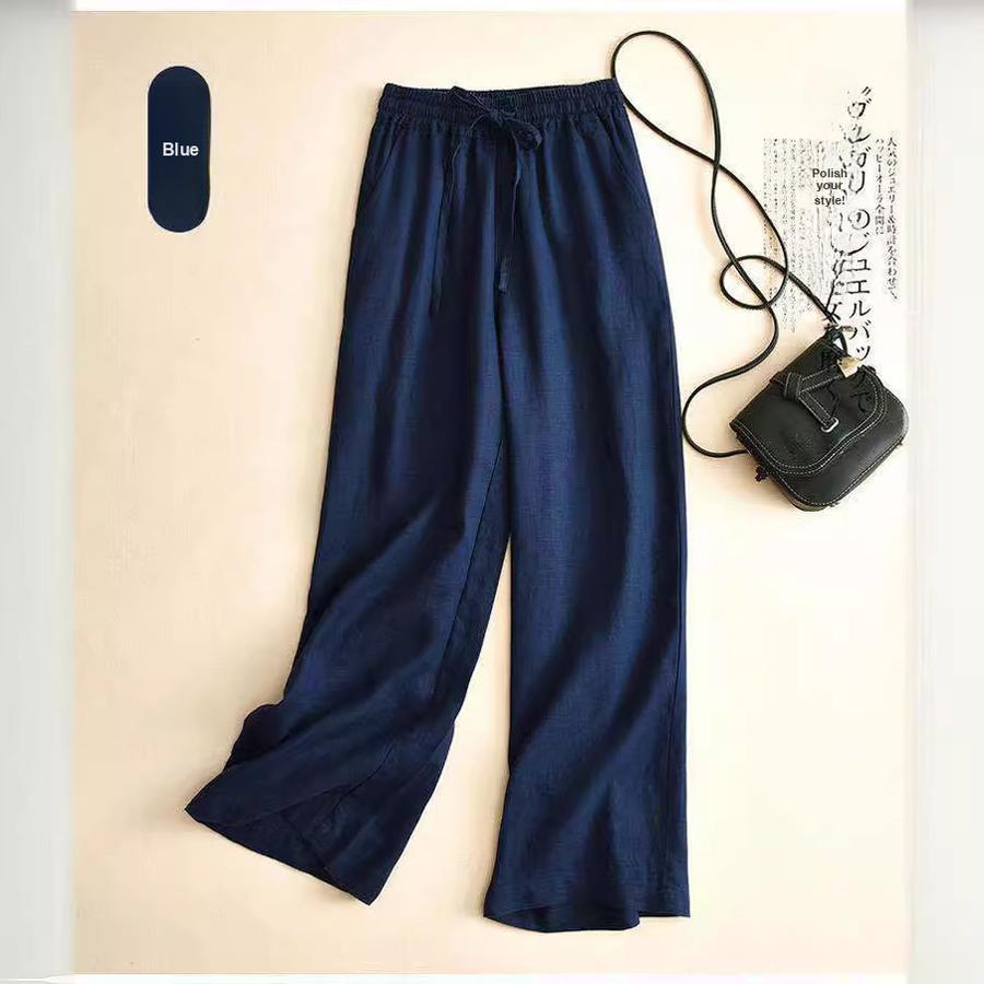 Wide Leg Cotton Linen Pants Women High Waist Spring Autumn New Style Loose Fit Slimming Breathable Plus Size Casual Straight Leg Pants