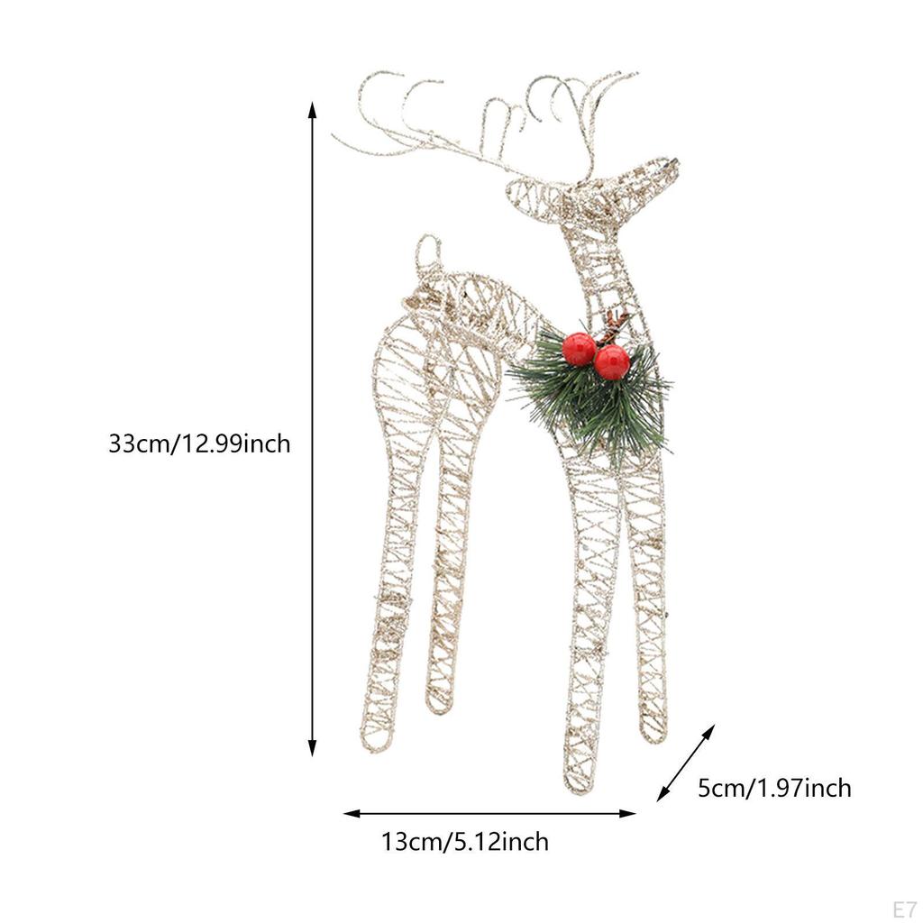 2Pcs Christmas Decorations Reindeer Decors Tabletop Decorative Lighted Deer Figurines Yard Ornament