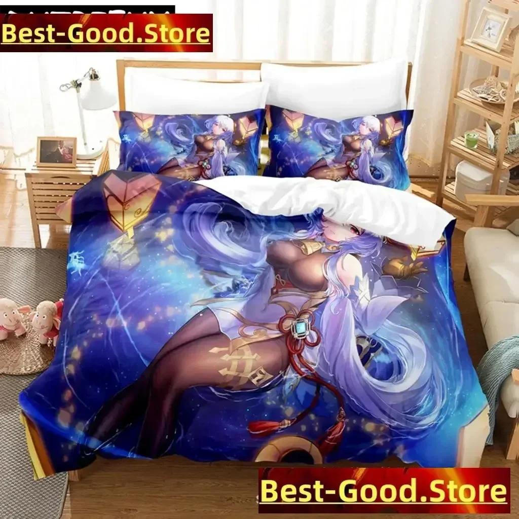

Anime Genshin Impact Keqing Girl Beding Set Printed With Pilowcase Bed Soft Duvet Cover Soft Single Double Quen Super King-Sized Dimensionsd Dimension 135*200cm Eu-Single