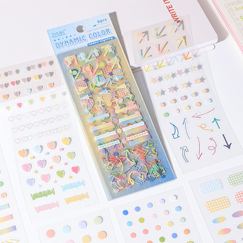 6 color index sign up notebook collage stickers, creative stickers DIY sticker notebook, student stationery, photo decoration