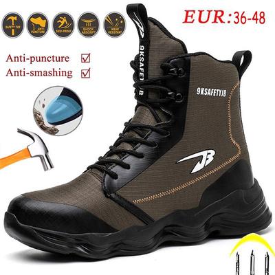 New Mens Safety Shoes Men High Top Work Sneakers Boots Steel Toe Cap Anti-Smash Puncture-Proof Work Boots Indestructible Shoes