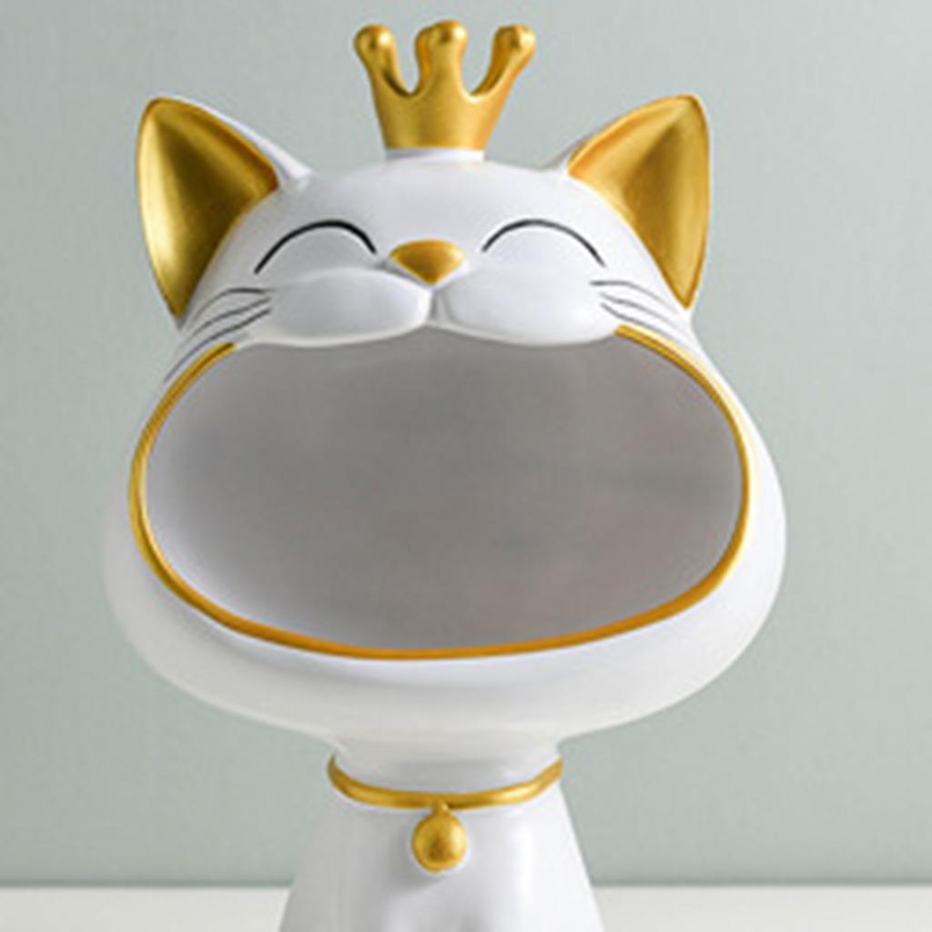 Lucky Cat Table Statue Decoration Resin Laughing Cat Key Box Creative Small Items Container Cute Desktop Storage Accessories
