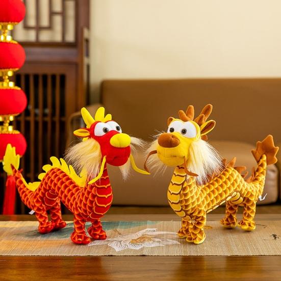 Chinesischer Drache Plüschpuppe Klarer Schuppenaufdruck Stehend Niedlich Frühlingsfest 2024 Jahr des Drachen Tierkreiszeichen Drache Tier Plüschtier