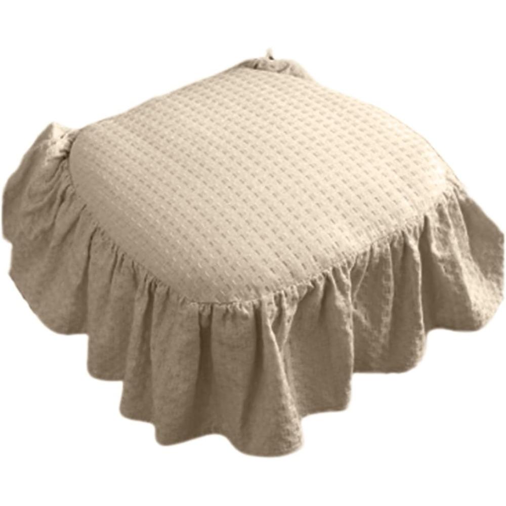 French Cotton Simple Seat Cushion,Fabric Not-Slip Soft Chair Pad, Ruffled Skirt Seat Cover, Soft Ruffled Design & Cotton Fill